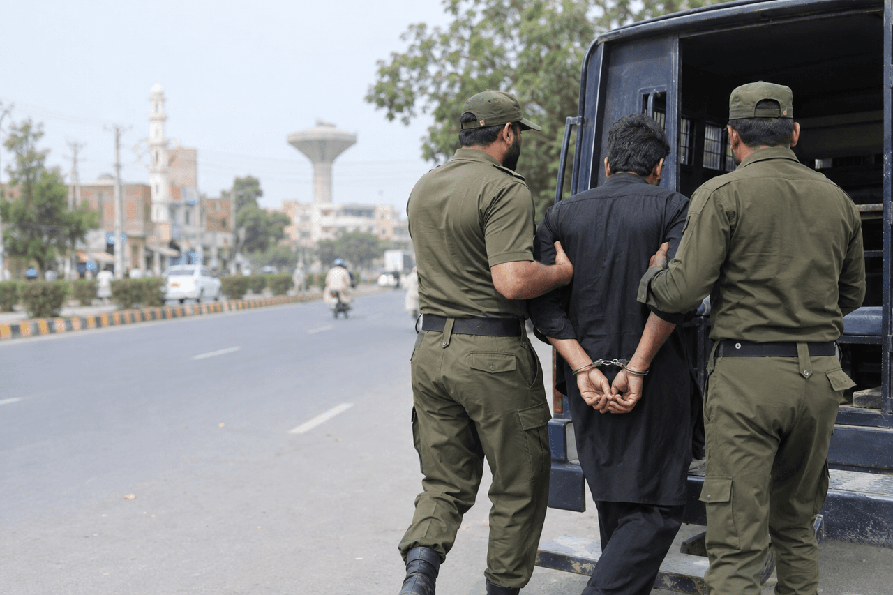 ساہیوال میں پنجاب پولیس کی کارروائی — زیتونی سبز وردی میں نمائندہ تصویر